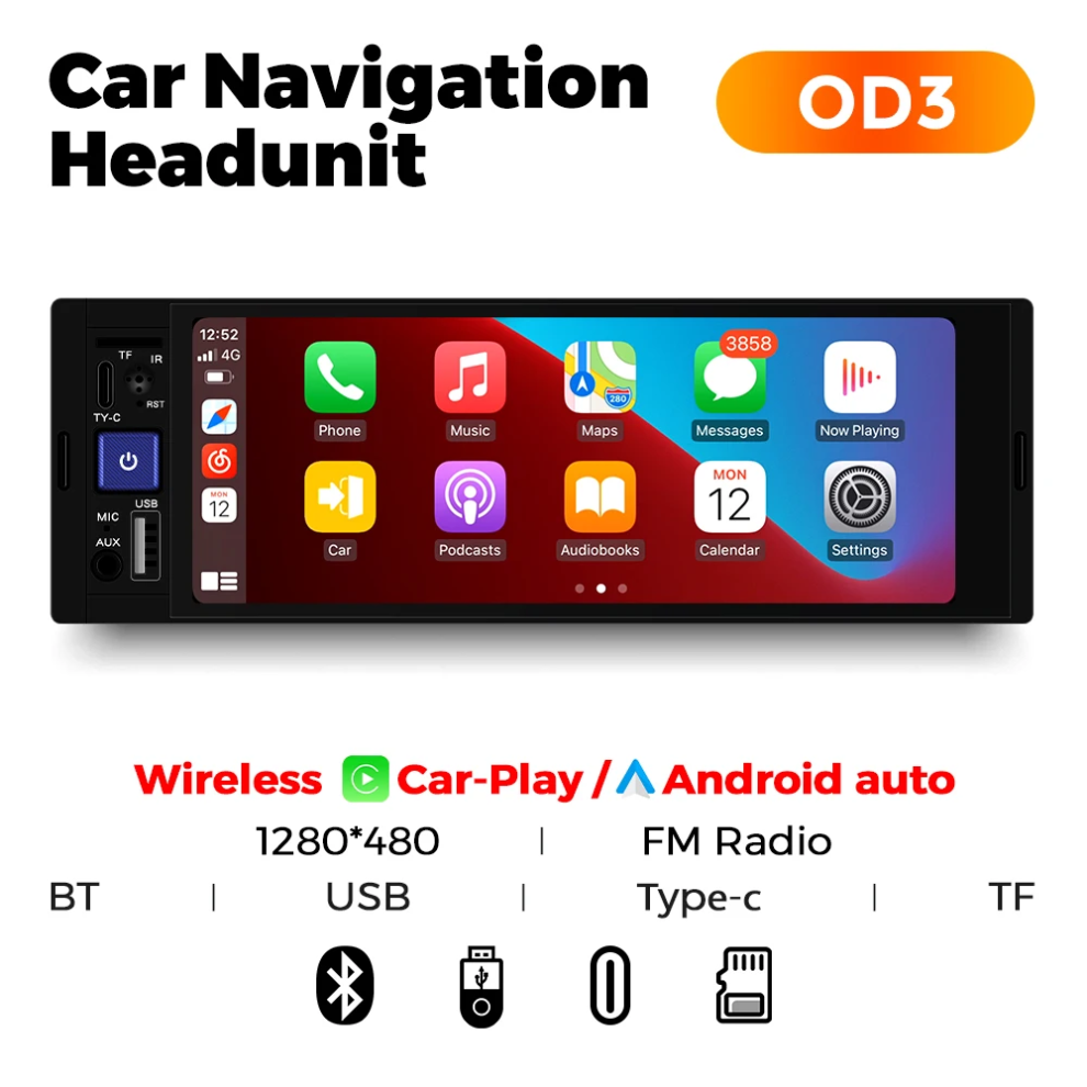 6.86 Player Car Stereo Radio Wireless Carplay Android Multimedia Od3 000542365155