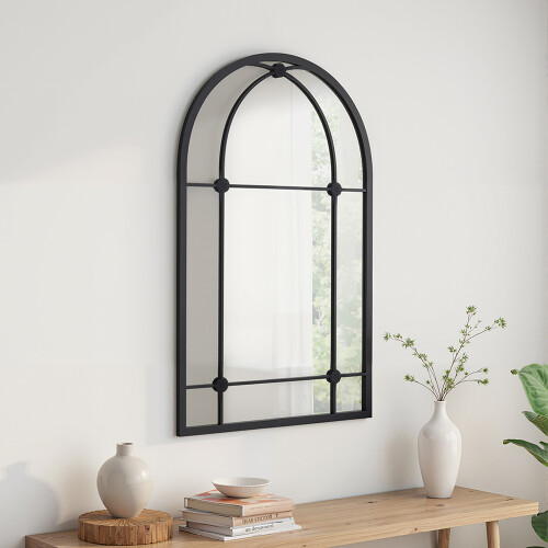 Living And Home Arched Wall Hanging Metal Windowpane Mirror Home Decoration 2