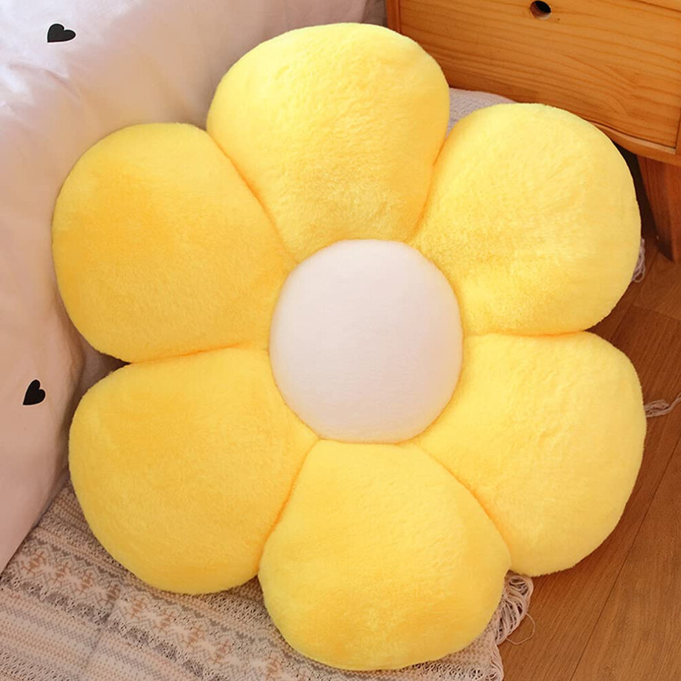 Coussin en peluche     motif de fleurs pour salle de lecture et t   l   vision (11,8"""" Jaune-2)