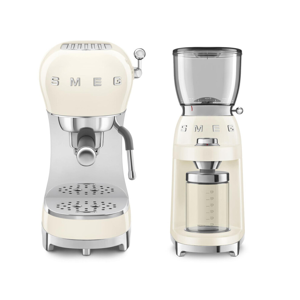 Smeg 50's Style Retro Coffee Range Set, Espresso Coffee Machine, steam Wand, Electric Coffee Grinder