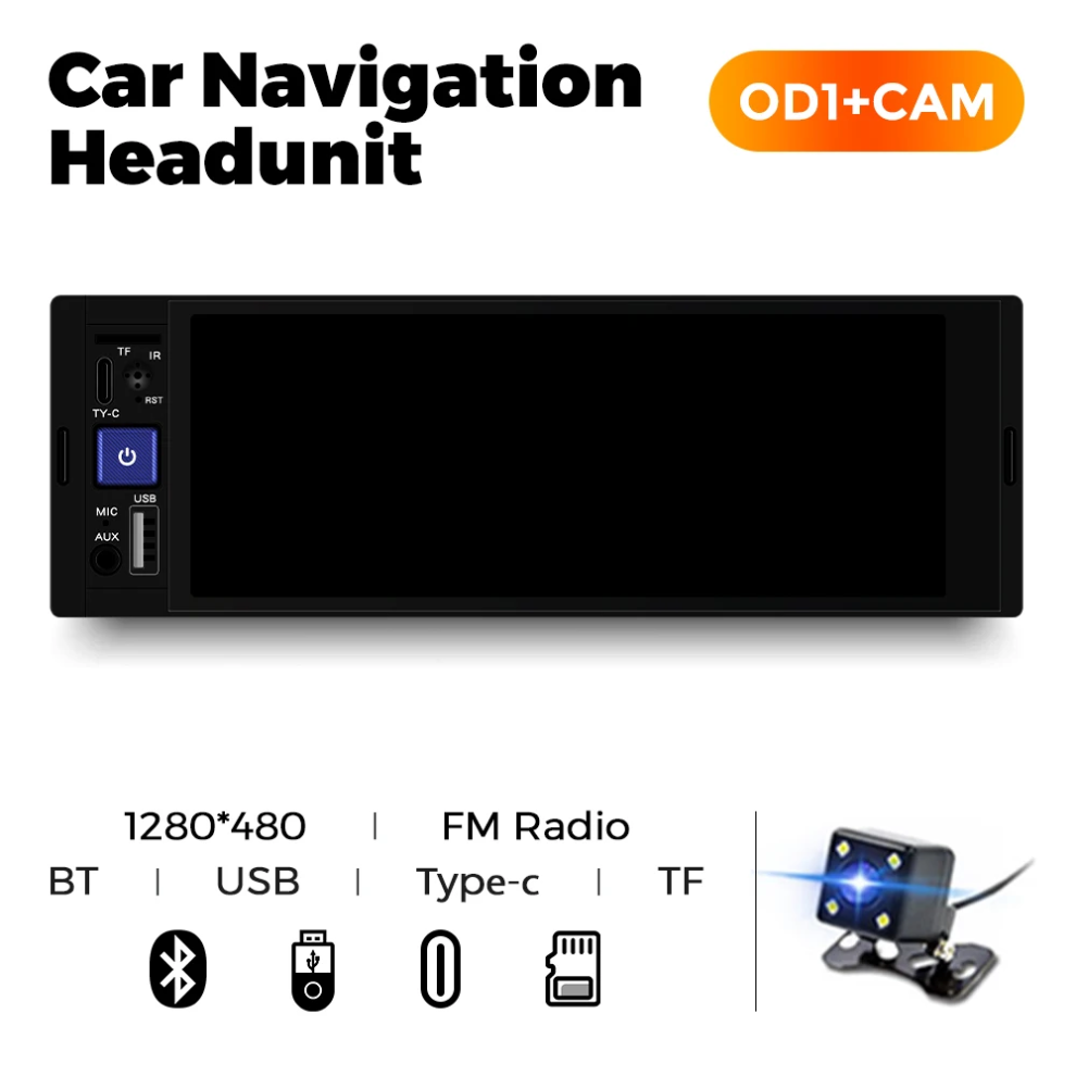 MP5 Player Car Stereo Wireless Carplay Android Multimedia OD1+CAM