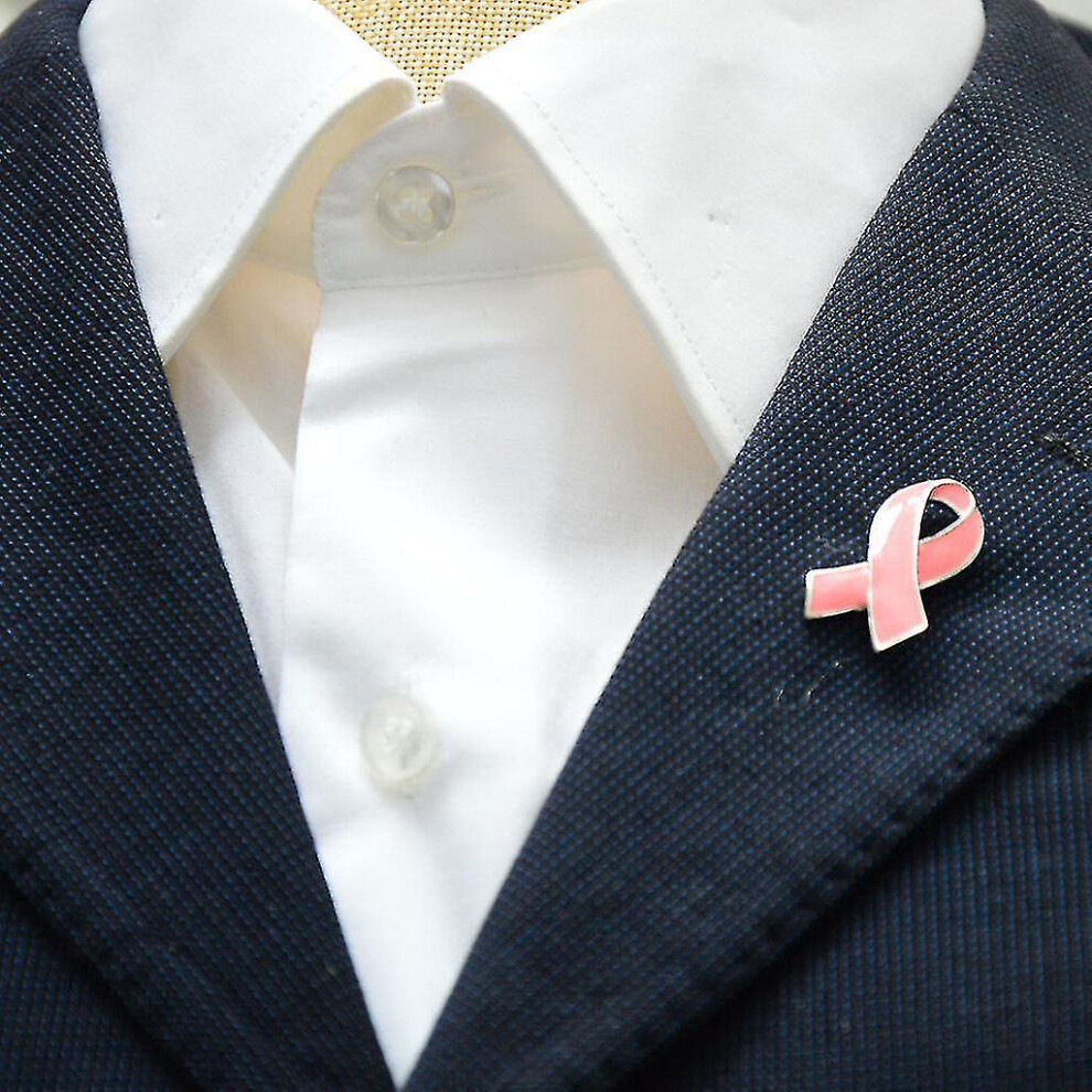 Pink  Awareness Charity Ribbon Brooches Pins Silver Edge