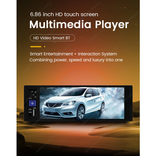 MP5 Player Car Stereo Wireless Carplay Android Multimedia OD1+CAM 2