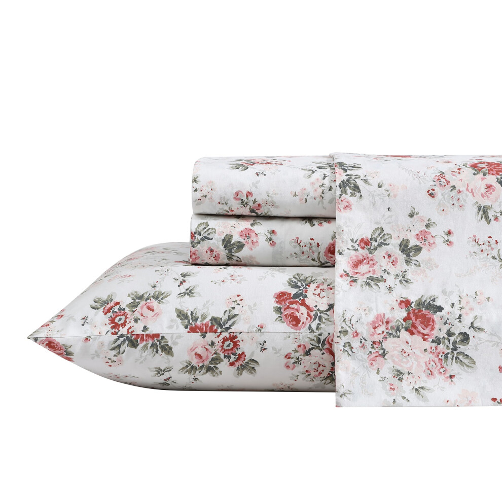 Laura Ashley - Parure de lit en percale de coton Queen Draps Crisp & Cool