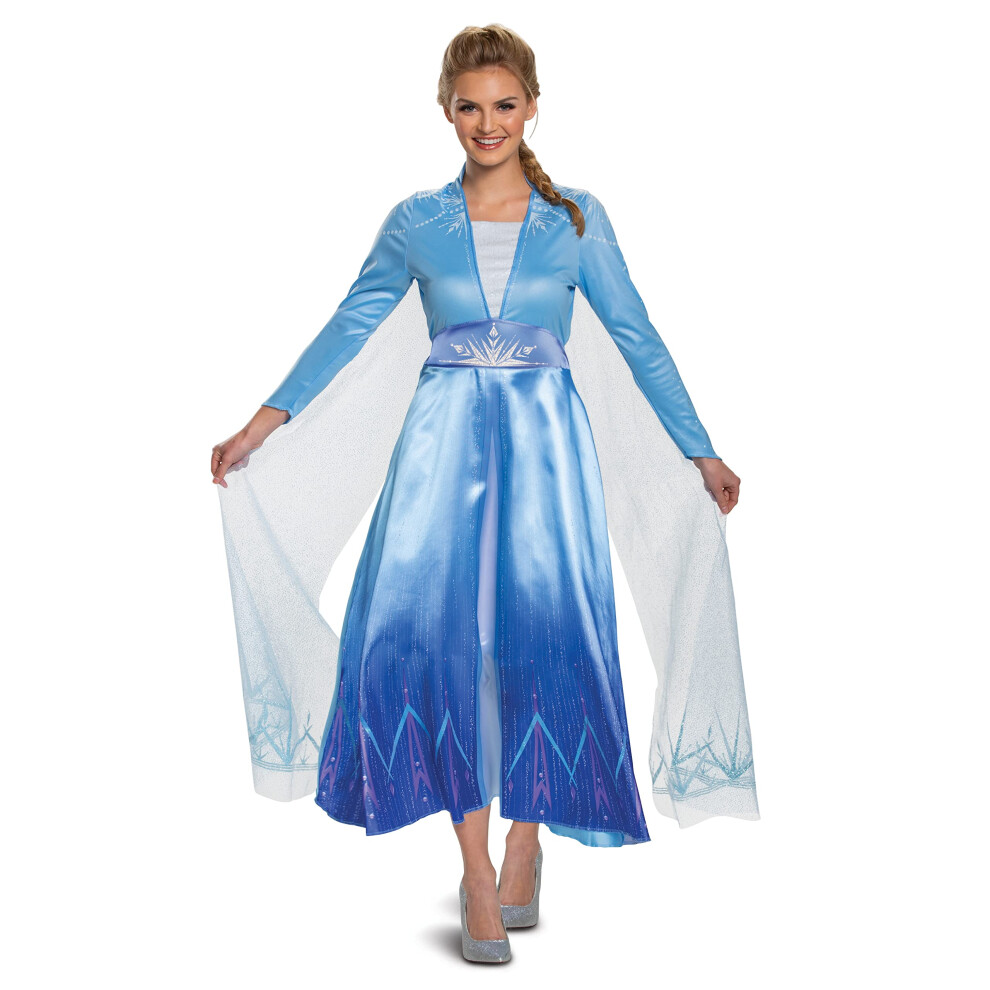 Photos - Fancy Dress Disguise Women's Disney Elsa Frozen 2 Deluxe Adult Costume Blue Medium Blue CA-DI23170B-M8/10