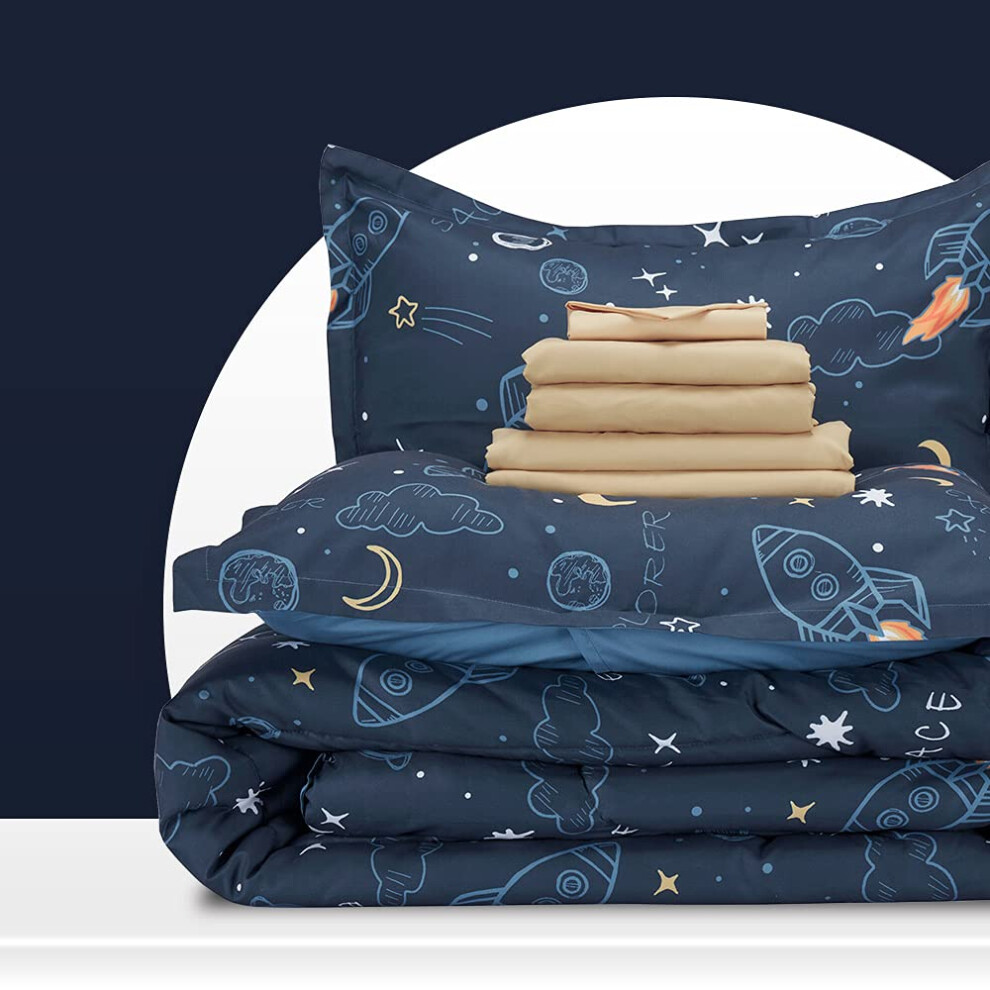 Parure de lit pour enfant SLEEP ZONE - Parure de lit 5 pi   ces super douce et mignonne avec couette, drap, taie d'oreiller et taie d'oreiller (fus