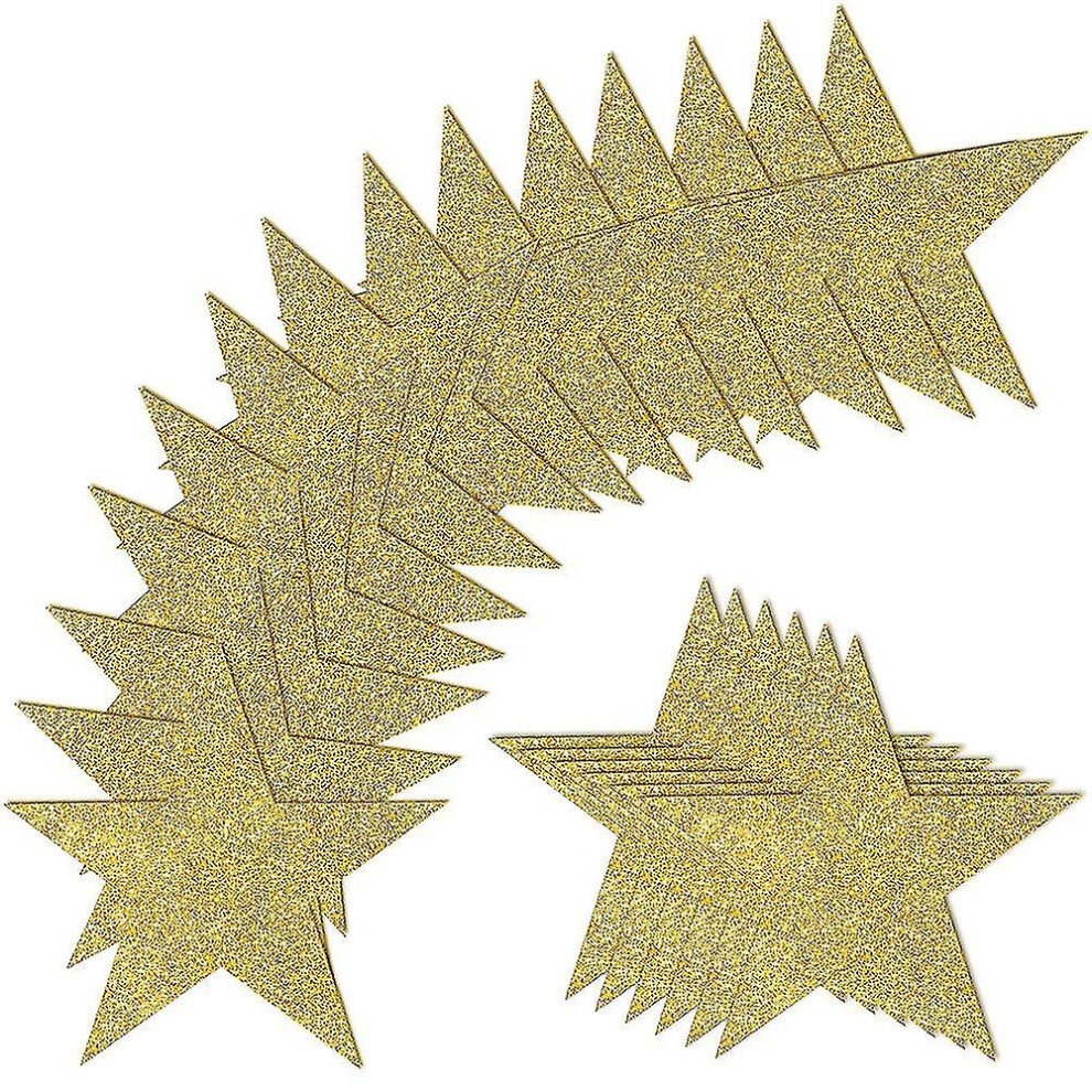 100 Pcs Glitter Gold Five Star Cutouts Paper Star Cutouts Gold Star Cutouts for Bulletin Board Stars Accents