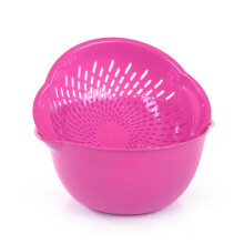 Bol a melanger a la maison Mintra avec col (grand 4,5 L pourpre) - Pour les fruits et legumes de lavage et de drainage - Plastique robuste pour l