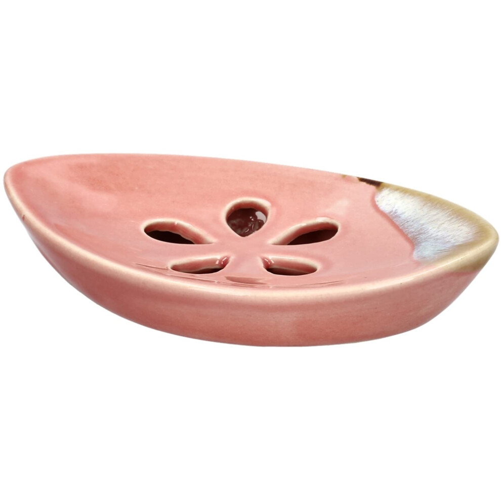 LungMongKol Shop Ceramic Soap Dish with Self Draining Tray for Bar Soap  Bathroom  Kitchen (Pastel Pink)-image-OPC-PFN9TR7-NEW