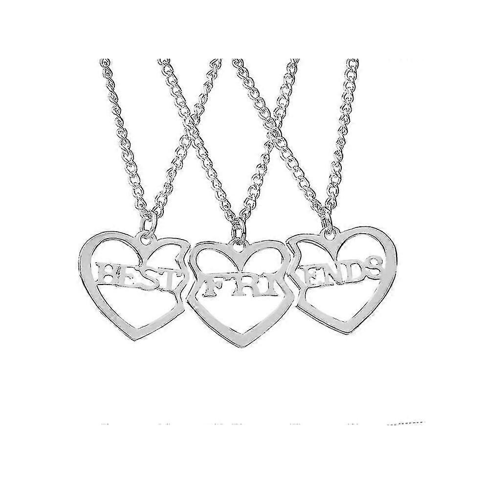 Best Friends Necklace for 3, Sister Bracelet for 3 Bff Matching Heart Pendant Long Distance Friendship Jewelry Birthday Gift