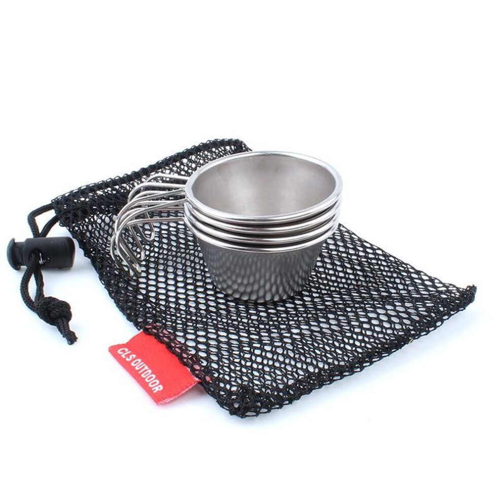 4pcs Stainless Steel Mini Liquor Cup Portable Outdoor Camping Wine Glass 50ml Water Cups
