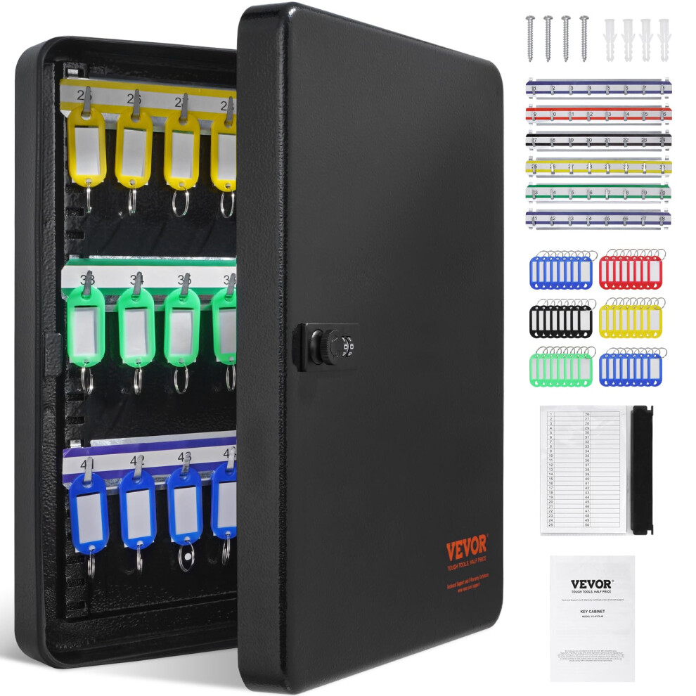 VEVOR Cabinet Safe with Combination Lock  Digital Security Storage Box Steel Organizer with Adjustable Racks  48 pcs Colorful Key Tags and A