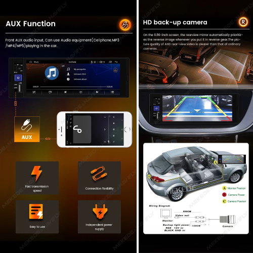 MP5 Player Car Stereo Wireless Carplay Android Multimedia OD3+CAM 1