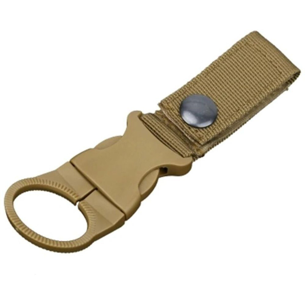 (khaki) Outdoor Waterbottle Buckle Hook Nylon Webbing Buckle Hook Climb Carabiner Belt Backpack Hanger Camp Water Bottle Holder Clip