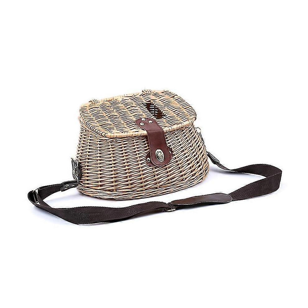 Wicker Basket Fishing Creel Trout Perch Cage Tackle Fisherman Box Outdoor Classical Willow Trout Fi