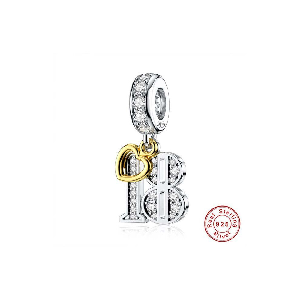(18th Dangle charm ) Golden tag Birthday dandle charm for girl bracelet