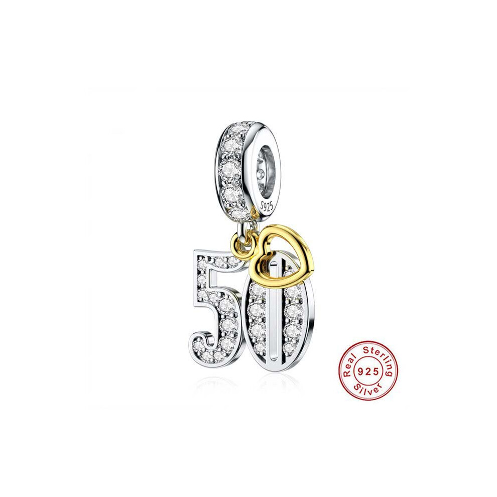 (50th Dangle charm ) Golden tag Birthday dandle charm for girl bracelet