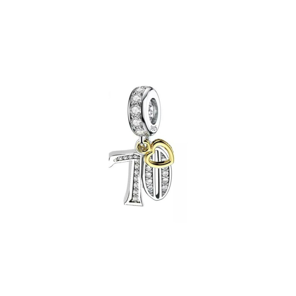 (70th Dangle charm ) Golden tag Birthday dandle charm for girl bracelet