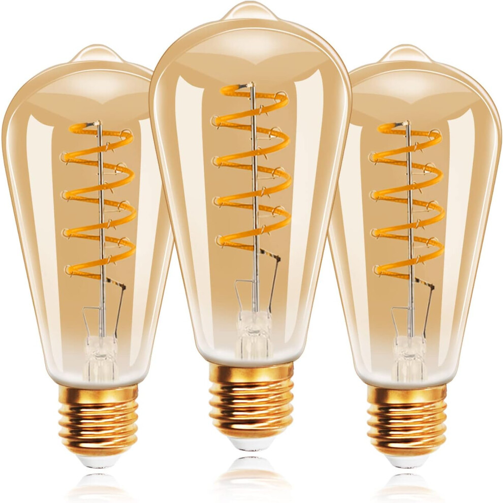 ExtraStar 4W E27 Filament LED Light Bulb Warm White, spiral, 2200K- Retro Styled
