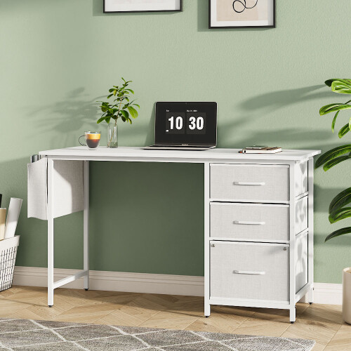Living And Home Multipurpose White Metal Frame Computer Desk for Home Office
