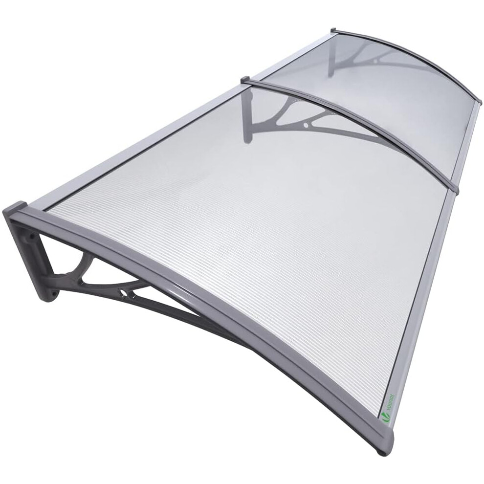 (200x80 cm, Grey) Front Door Canopy Outdoor Awning, Rain Shelter for Back Door, Porch