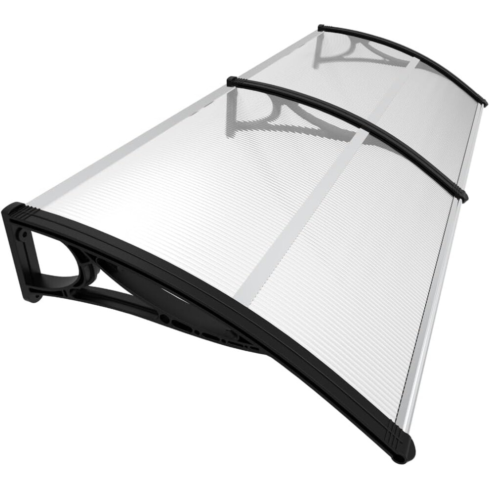 (200x80 cm, Black) Front Door Canopy Outdoor Awning, Rain Shelter for Back Door, Porch, Patio