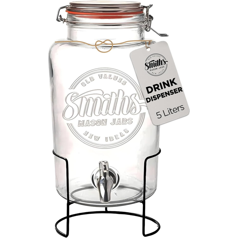 (Dispenser   Metal stand) 5-Litre (169oz) Drink or Water Dispenser with Stainless Steel Spigot(Tap