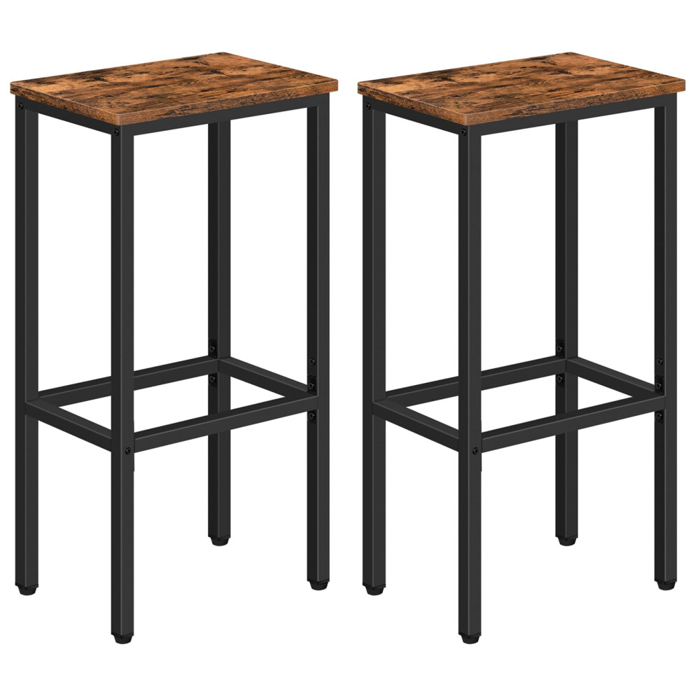 MAHANCRIS Set of 2 Bar Stools 29.5 Tall Counter Bar Stools Kitchen Breakfast Bar Stools with Footrest Rectangular Industrial Bar Chairs