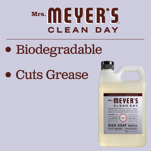 MRS. MEYER'S CLEAN DAY Liquid Dish Soap Refill Biodegradable Formula Lavender 48 fl. oz 2