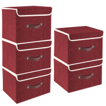 TYEERS Foldable Storage Boxes with Lids 5 Pack Fabric Storage Bins with Lids Closet Organizers for Clothes Storage Room Organization Offi
