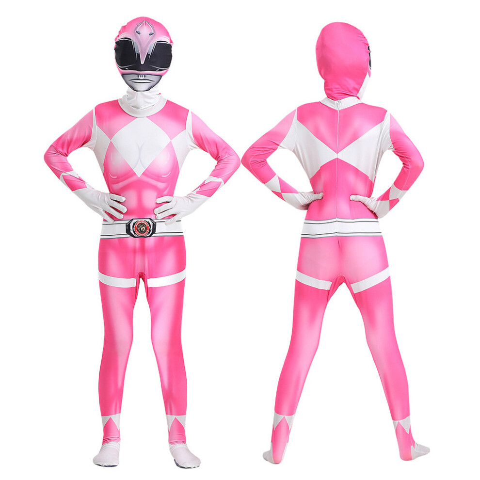(, 170) Mighty Morphin Power Rangers Cosplay Costume Jumpsuit Bodysuit Party Fancy Dress For Kids Aldult Pink