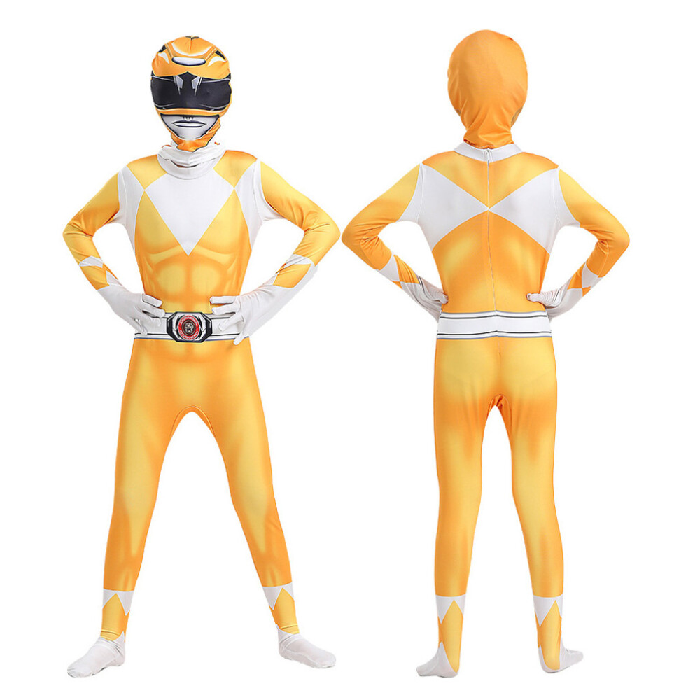 (, 100) Mighty Morphin Power Rangers Cosplay Costume Jumpsuit Bodysuit Party Fancy Dress For Kids Aldult Yellow