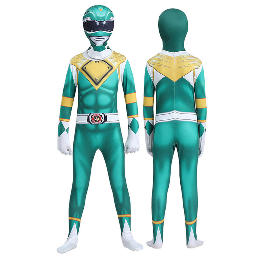 (, 130) Mighty Morphin Power Rangers Cosplay Costume Jumpsuit Bodysuit Party Fancy Dress For Kids Aldult Green