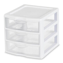 Sterilite ClearView Plastic Plastic multifunc?ional Small 3 sertare Desktop Depozitare Unitate pentru sali de clasa sau spa?ii de birou White 6 p