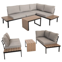 Interchanging Garden Furniture Set Modular Corner Sofa Outdoor Lounger with Table