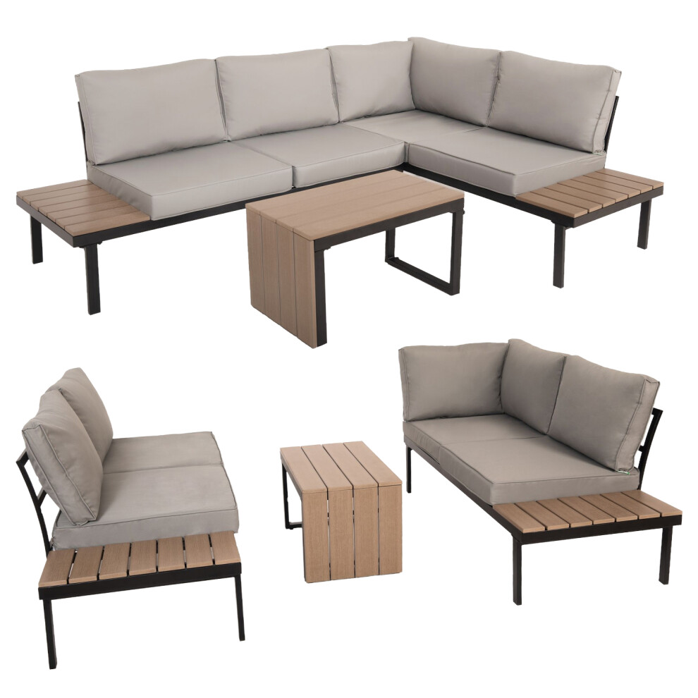 Interchanging Garden Furniture Set Modular Corner Sofa Outdoor Lounger with Table
