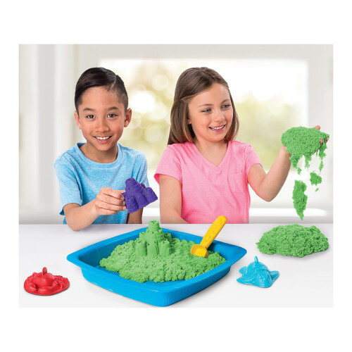 Κινητή Άμμος, Σετ Παιχνιδιού Sandbox με 1lb Πράσινης Άμμου και 3 Μούλντ, για Ηλικίες 3+ 1