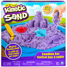 Set da gioco sandbox Kinetic Sand con 1 kg di viola e 3 stampi per bambini dai 3 anni in su