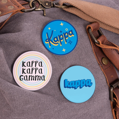 Botões Kappa Kappa Gamma Desert Cactus Pin Back - Pacote de 3 Variedades 2.25 polegadas 2