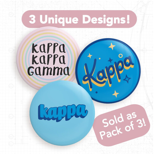 Botões Kappa Kappa Gamma Desert Cactus Pin Back - Pacote de 3 Variedades 2.25 polegadas 1