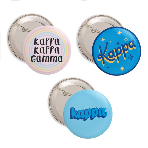 Botões Kappa Kappa Gamma Desert Cactus Pin Back - Pacote de 3 Variedades 2.25 polegadas