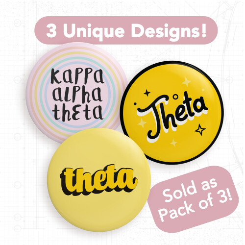 Botões em Variedade Kappa Alpha Theta Sorority - 3 Peças - 2.25 polegadas 2