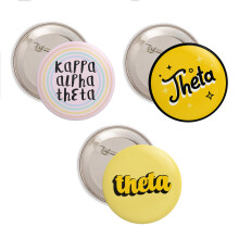 Botões em Variedade Kappa Alpha Theta Sorority - 3 Peças - 2.25 polegadas