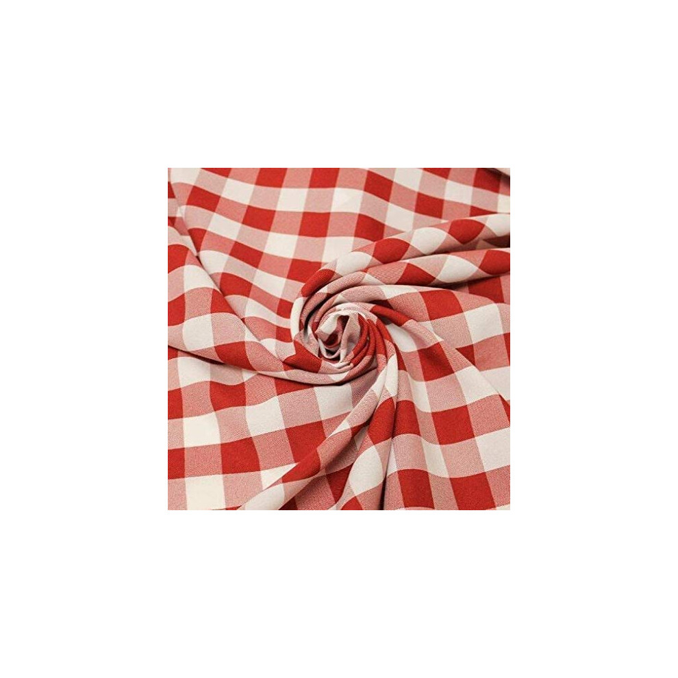 Tela De Popelina De Poli Ster Con Cuadros Vichy De 1 Pulgada Por Yarda (Rojo Y Blanco)-image