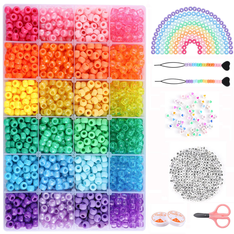 3500+ Pezzi Perline Pony Arcobaleno Per La Creazione Di Gioielli Perline Per Capelli Per Trecce-image