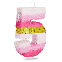 BLAUER PANDA Pinata mit der Nummer 5  Feier zum 5. Geburtstag und Pinata 5 fr rosa und goldene Folienoberflche fr Prinzessinnenparty und Geburtst