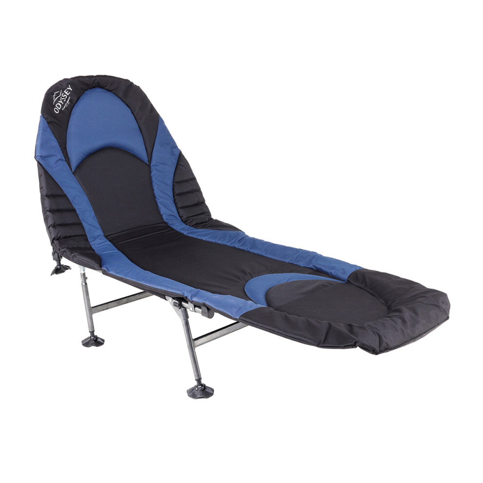 Charles Bentley ODYSSEY Premium Folding Camp Bed Sturdy Portable Lounger Chair Camping Tent Padded Adjustable Fishing Blue