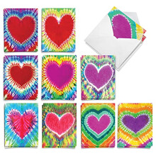 Det bedste kortfirma - 20 s?de boksede kort (4 x 5,12 tommer) - Assorteret tomt s?t (10 design 2 hver) - Tie -dye hjerter AM9162OCB -B2X10