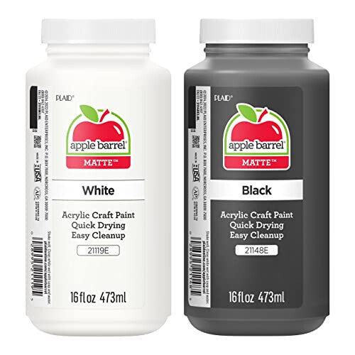 Set Apple Barrel PROMOABWB με 2 Χρώματα Ακρυλικής Πινελιάς Μαύρο-Άσπρο, 16 Fl Oz (Συσκευασία 2)
