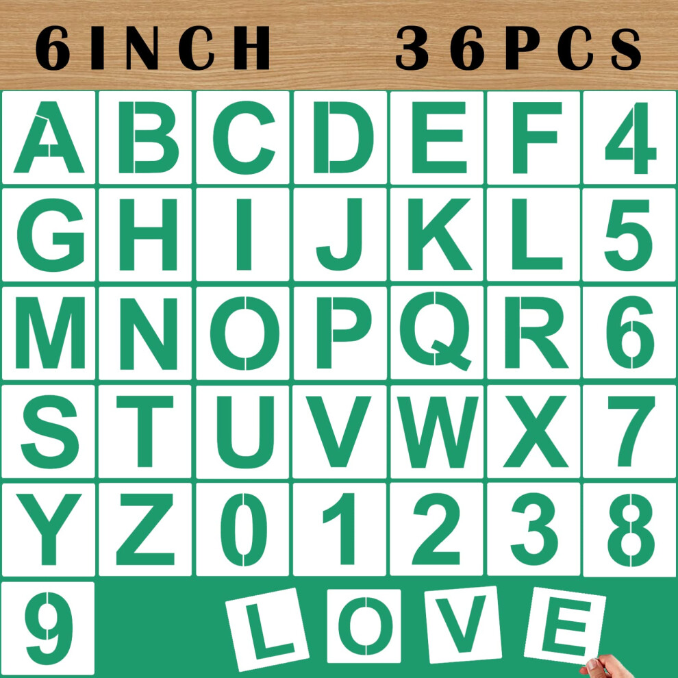 Lot de 36 grands pochoirs à lettres et chiffres de 6 pouces pour loisirs créatifs et alphabet